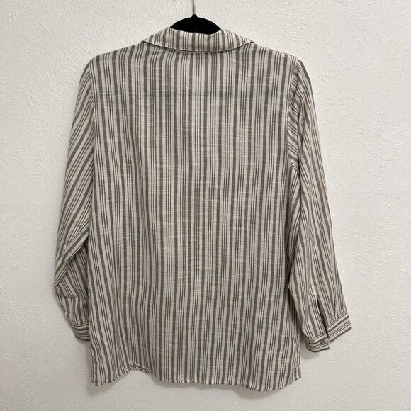 Soft Surroundings Blouse Womens M Embroidered Beaded Floral Striped Cotton Tunic - Picture 9 of 12